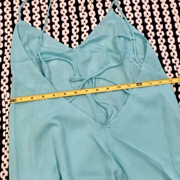 Mint Green Light Blue Strappy Open Back Slip Dress - Picture 3 of 8